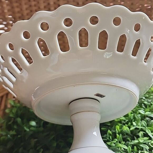 Vintage Japan Moss Rose Pedestal Dish With Gold Tone Detail Coquette Bridal - Picture 6 of 10